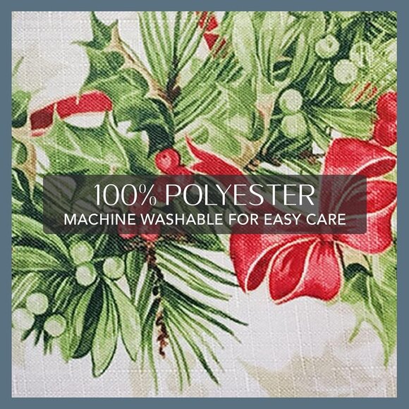 Holiday at Home Oval Cloth Tablecloth + 8 Matching Napkins Holly Traditions NWT - Picture 3 of 7